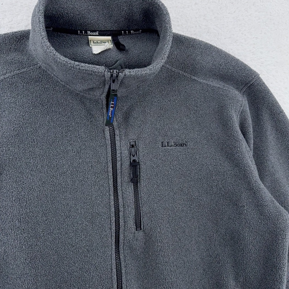 LL Bean Jacket FITS XL (Tag L) Gray Full Zip Fleece Outdoor Layer Warm